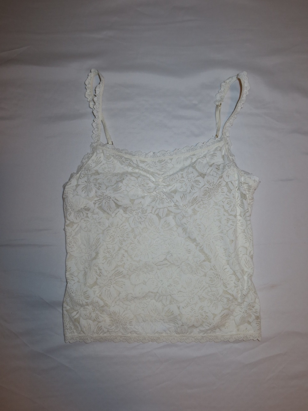 Lace Trim White Camisole Tank Top
